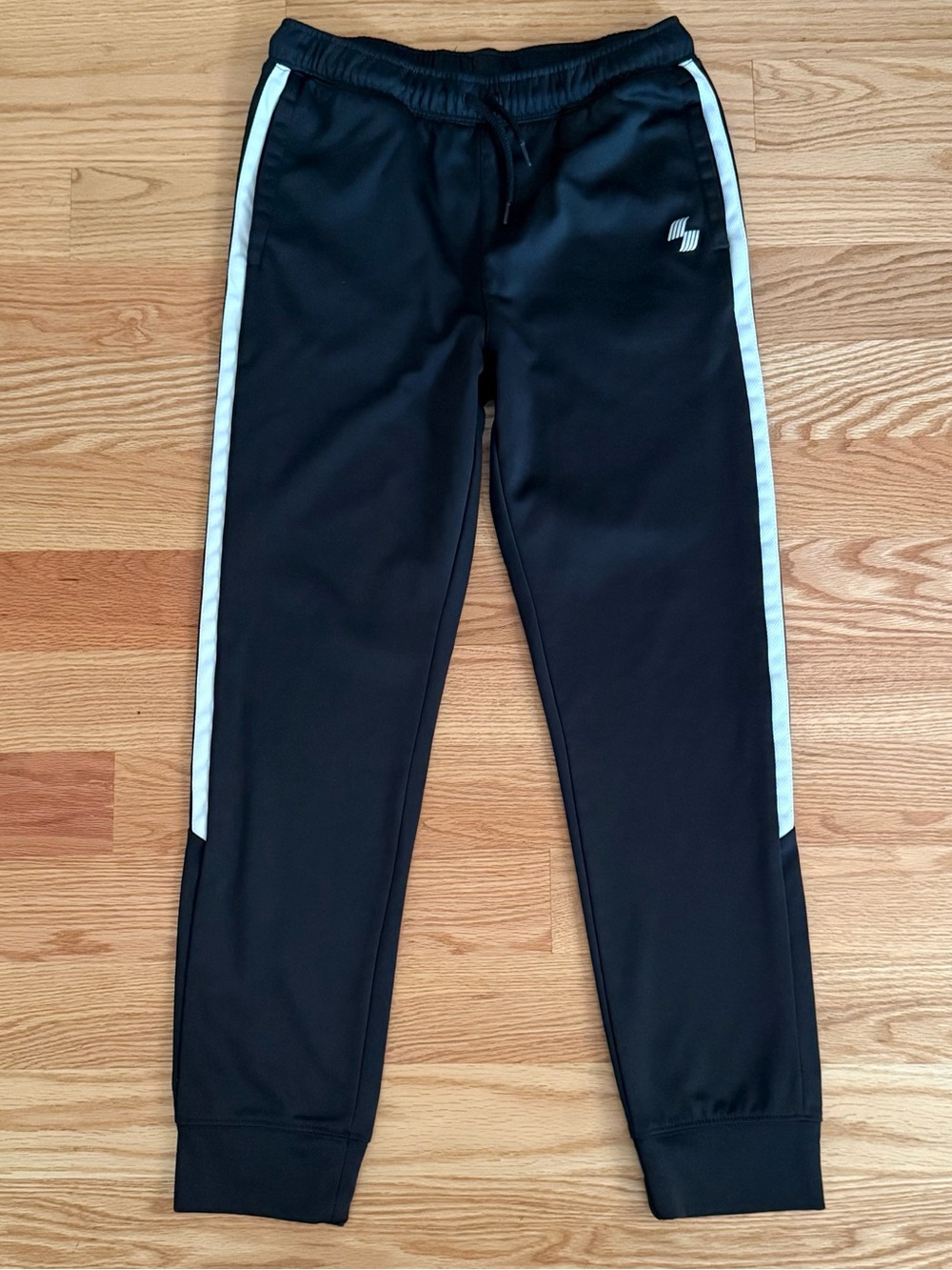 The Children’s Place Boys Black Track Pants with White Side Stripes, Size XXL 16